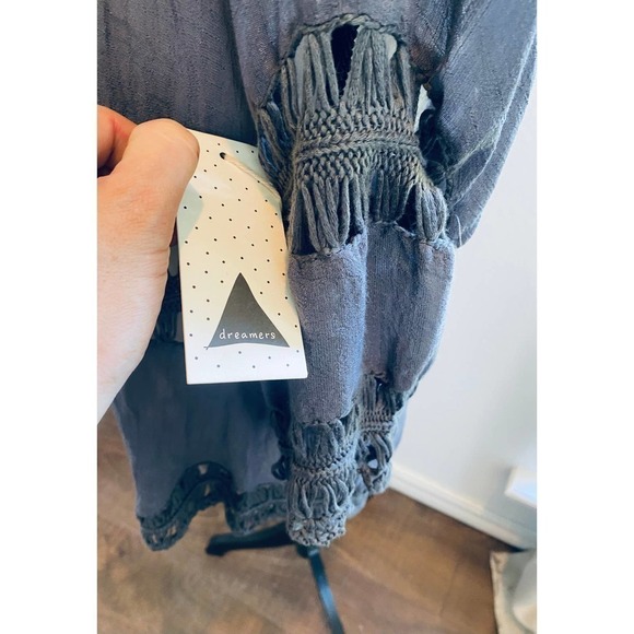 DREAMS Women's Prickly Pear Resale Party Blouse Half Sleeve Dark Gray Size S NWT - Picture 3 of 6